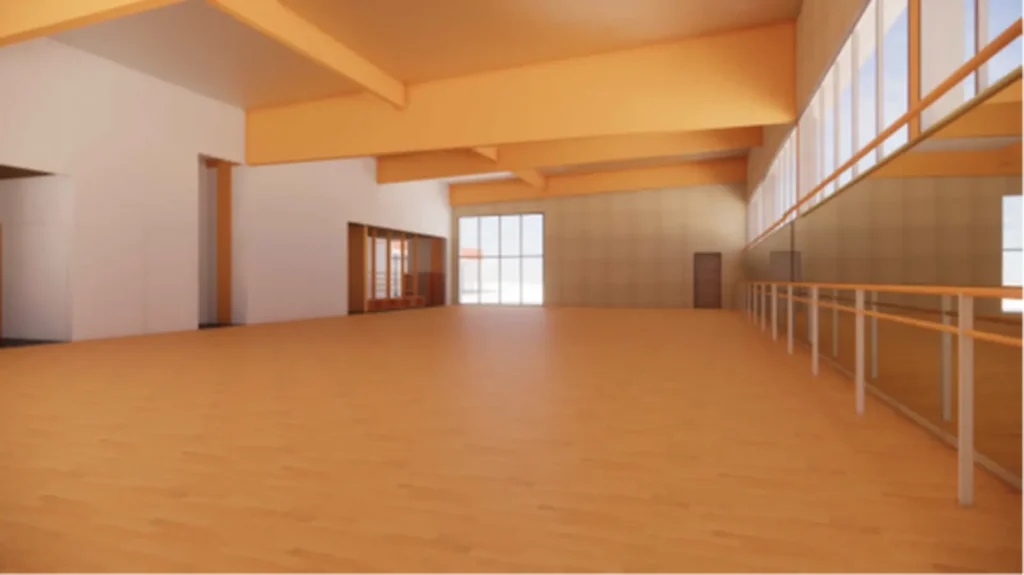 Construction d'une salle de danse, gymnastique et fitness au Poiré sur vie - intérieur projet