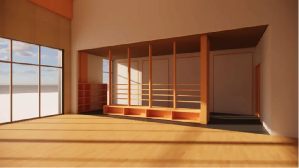 Construction d'une salle de danse, gymnastique et fitness au Poiré sur vie - intérieur projet